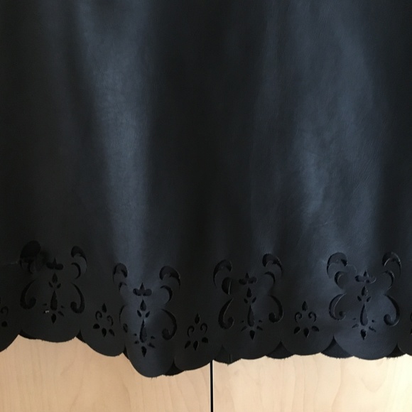 Club Monaco Black Leather Mini Skirt with Cut-Outs - Picture 2 of 3